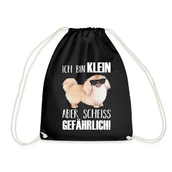 Hund Pekinese - Turnbeutel - Schwarz - Vorne