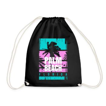 Palm Beach Florida Urlaub Mode Geschenk Reise Spaß - Turnbeutel - Schwarz - Vorne