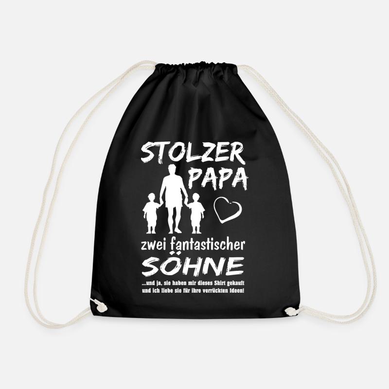 Stolzer Papa zwei Söhne - Turnbeutel - Schwarz