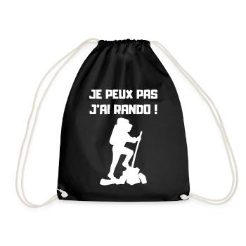 Je peux pas j'ai Rando (blanc) - Sac de sport léger - noir - Devant