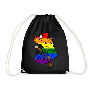 Chameleon LBGT Gay Pride Colorful Summer - Drawstring Bag - black - Front