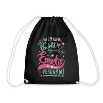 Emelie Vorname lustiger Spruch Namenstag Geschenk - Turnbeutel - Schwarz - Vorne