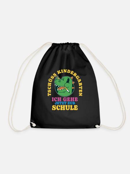 Einschulung Drache Tschüss Kindergarten - Turnbeutel - Schwarz
