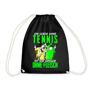 Leben Ohne Tennis Grillen Ohne Fleisch - Turnbeutel - Schwarz - Vorne