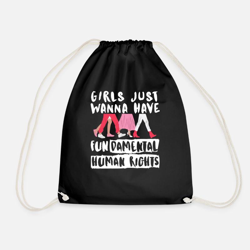 Womens Rights Women Graphic - Drawstring Bag - black