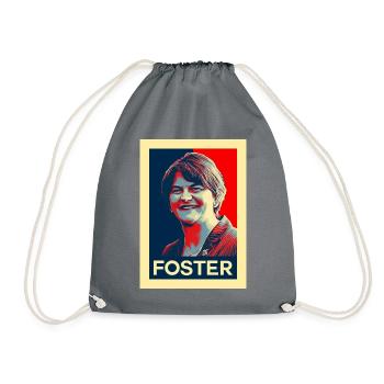Arlene Foster Irish Political Retro - Drawstring Bag - grey - Front