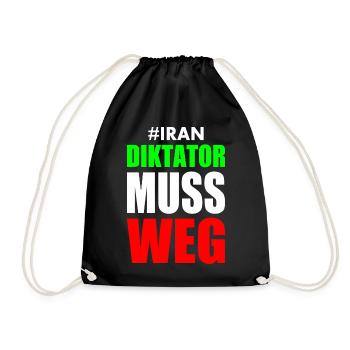 diktator muss weg iran - Turnbeutel - Schwarz - Vorne