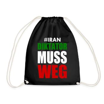 diktator muss weg iran - Turnbeutel - Schwarz - Vorne