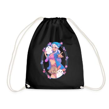 Sportwear woman with her mascots - Drawstring Bag - black - Front
