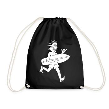 Ungeduldiger Surfer (weiß) - Turnbeutel - Schwarz - Vorne