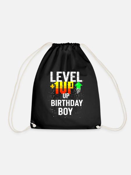 Happy Birthday, Gamer Boy: Bold Pixel Fun Gift - Drawstring Bag - black