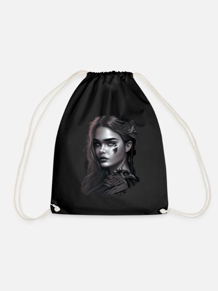 fantasy girl dark black and white - Turnbeutel - Schwarz