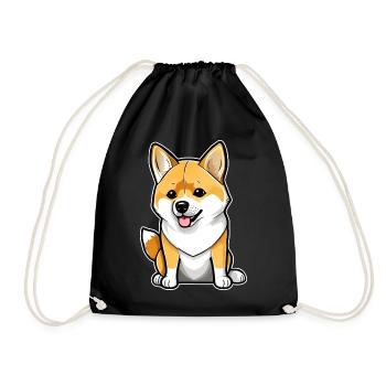 Süßer Shiba Inu Hund - Turnbeutel - Schwarz - Vorne
