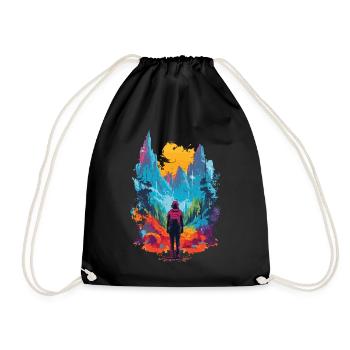 Hiking Mountains Colorful - Drawstring Bag - black - Front