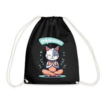 Ohmmm Yoga Cat I Meditation Relaxation | Kitten - Drawstring Bag - black - Front