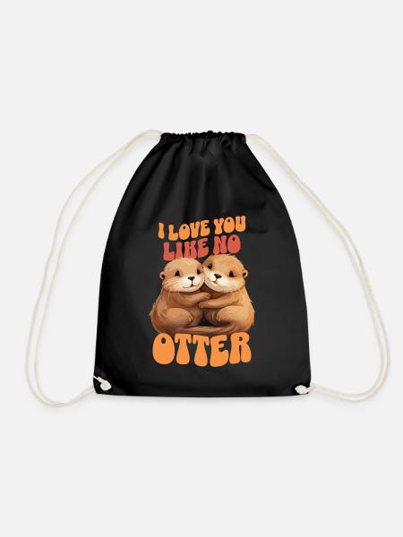 Otter Halten Händchen I Love You Like No Otter - Turnbeutel - Schwarz