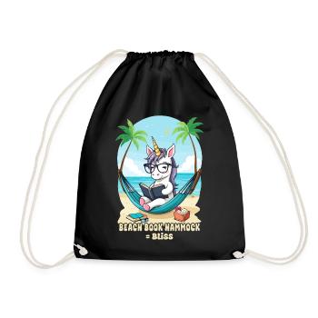 Unicorn with book - Drawstring Bag - black - Front