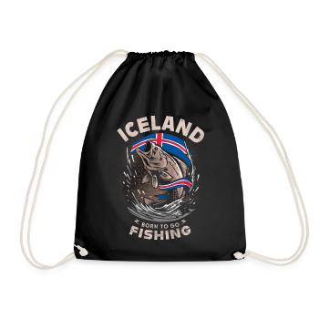 ICELAND - born to go - FISHING - Drawstring Bag - black - Front
