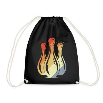 Bowling Graphic Retro Look - Drawstring Bag - black - Front
