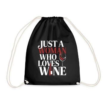 Weinliebende Frau Zitat Glas - Turnbeutel - Schwarz - Vorne