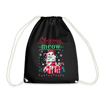 Chat espiègle en bas - Style de Noël laid - Sac de sport léger - noir - Devant