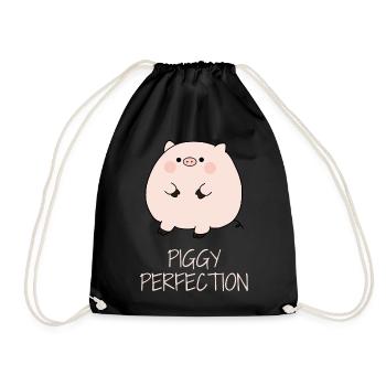 Cute little pig - Drawstring Bag - black - Front