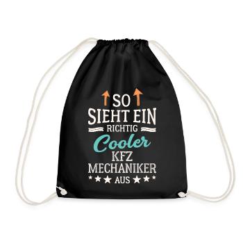 So sieht ein richtig cooler KFZ Mechaniker aus - Turnbeutel - Schwarz - Vorne