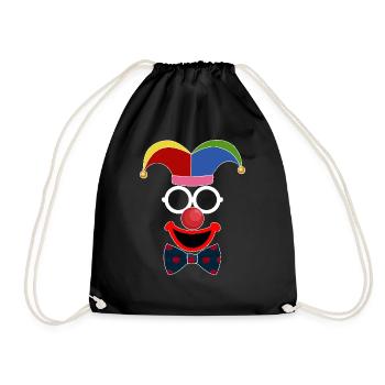 einfacher clown Karneval Fasching Maske - Turnbeutel - Schwarz - Vorne