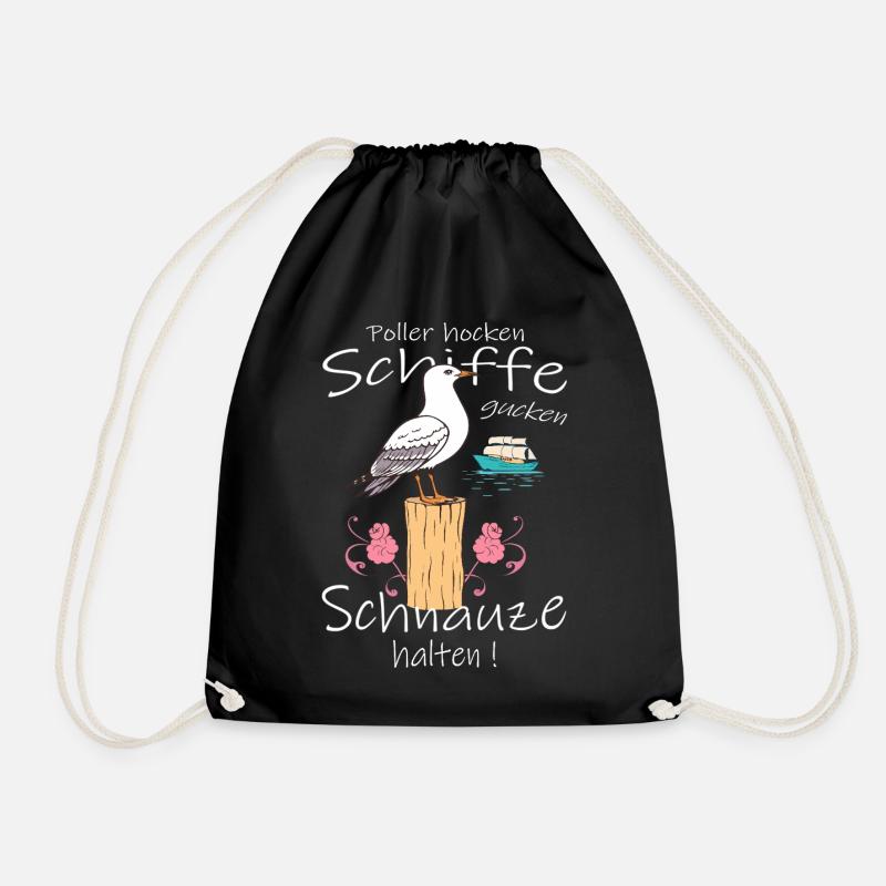 Funny Seagull - Drawstring Bag - black