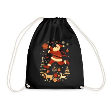 Santa Claus Basketball Christmas - Drawstring Bag - black - Front