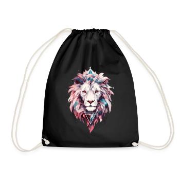 Lion Lion Head Cosmic Galaxy Universe Art - Drawstring Bag - black - Front