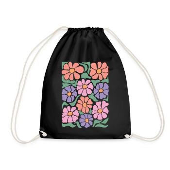 Fleurs de flore bohème - Sac de sport léger - noir - Devant