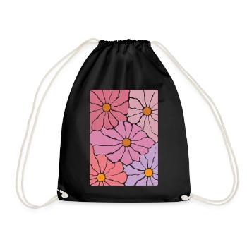 Fleurs de flore bohème - Sac de sport léger - noir - Devant