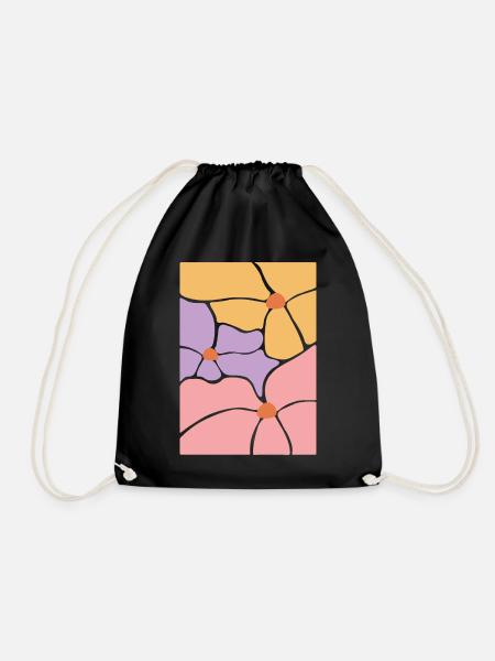 Boho Flora Blumen - Turnbeutel - Schwarz