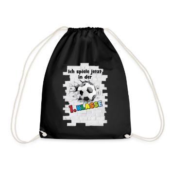 School Enrollment - 1st Grade - Football Wall Breakthrough - Drawstring Bag - black - Front