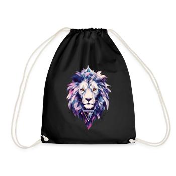 Lion Lion Head Cosmic Galaxy Universe Art - Drawstring Bag - black - Front