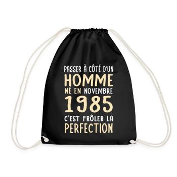 Anniversaire 40 ans - Né en Novembre 1985 - Sac de sport léger - noir - Devant