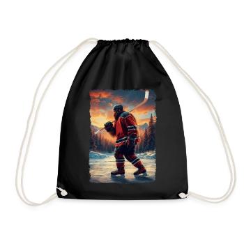 Sasquatch Hockey Bigfoot Hockeyspieler - Turnbeutel - Schwarz - Vorne