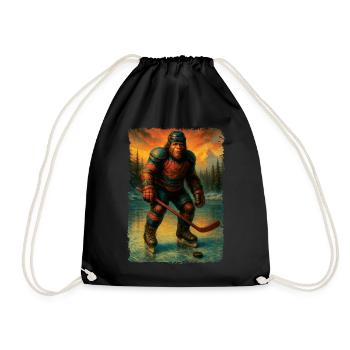 Sasquatch Hockey Bigfoot Hockeyspieler - Turnbeutel - Schwarz - Vorne
