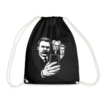 Nietzsche-Selfie mit Schopenhauer und Kierkegaard - Turnbeutel - Schwarz - Vorne