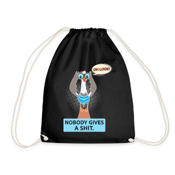Nobody gives a shit – Sarcasm Fun Shirt - Drawstring Bag - black - Front