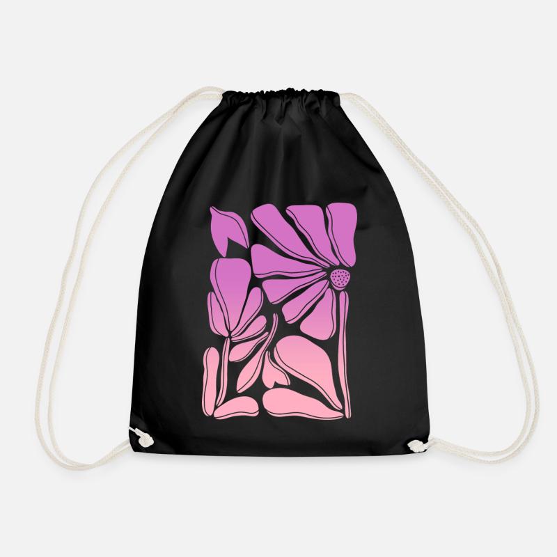 Flower power pink gradient - Drawstring Bag - black