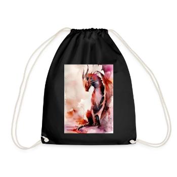 Roter Aquarell-Drache - Turnbeutel - Schwarz - Vorne