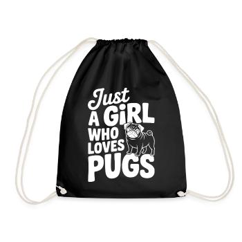 Just a Girl Who Loves Pugs - Drawstring Bag - black - Front