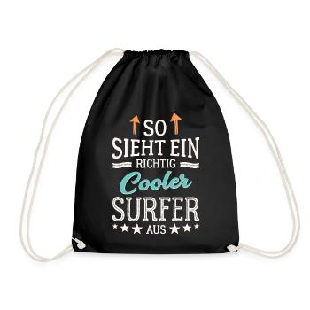 So sieht ein richtig cooler Surfer aus Surfen - Turnbeutel - Schwarz - Vorne