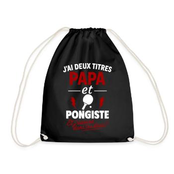 Papa Pongiste cadeau fête des pères Noël Ping Pong - Sac de sport léger - noir - Devant