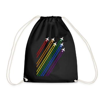 Flugzeuge mit Regenbogenspuren - Turnbeutel - Schwarz - Vorne