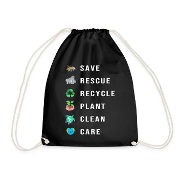 Climate change Environment Environmental protection - Drawstring Bag - black - Front