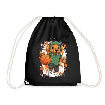 Basketball Hund im Grün - Turnbeutel - Schwarz - Vorne