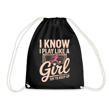 Know I Play Like a Girl - Drawstring Bag - black - Front